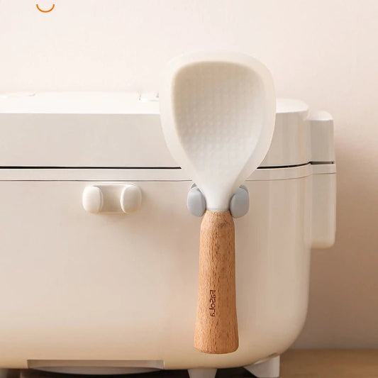 1/4pcs Rice Spoon Holder Hook Silicone Rice Spoon Storage Rack Kitchen plug fixed wire winder Wall - Mounted Cooker Spoon Shelf - Verduranest