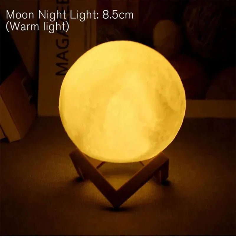 D5 Starry Moon Lamp 8Cm - LED Night Light with Stand, Perfect for Bedroom Decor and Gifts - Verduranest