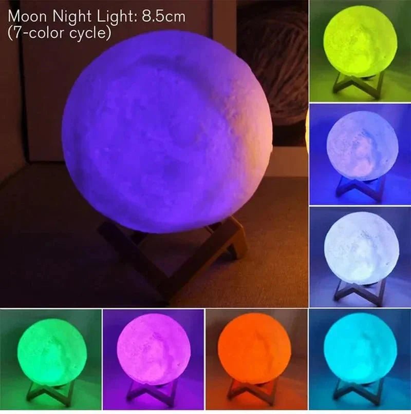 D5 Starry Moon Lamp 8Cm - LED Night Light with Stand, Perfect for Bedroom Decor and Gifts - Verduranest
