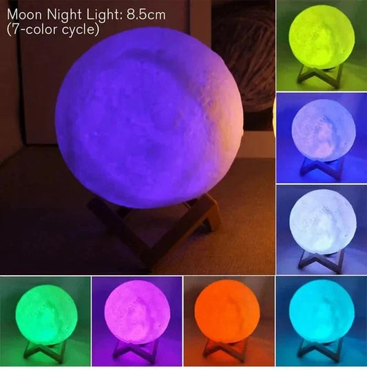 D5 Starry Moon Lamp 8Cm - LED Night Light with Stand, Perfect for Bedroom Decor and Gifts - Verduranest