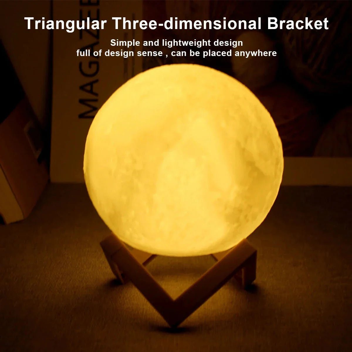 D5 Starry Moon Lamp 8Cm - LED Night Light with Stand, Perfect for Bedroom Decor and Gifts - Verduranest