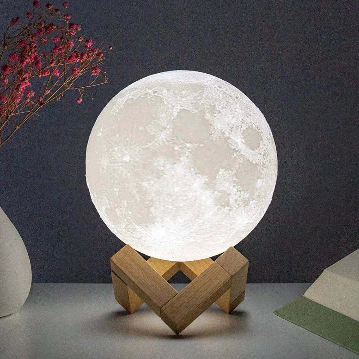 D5 Starry Moon Lamp 8Cm - LED Night Light with Stand, Perfect for Bedroom Decor and Gifts - Verduranest