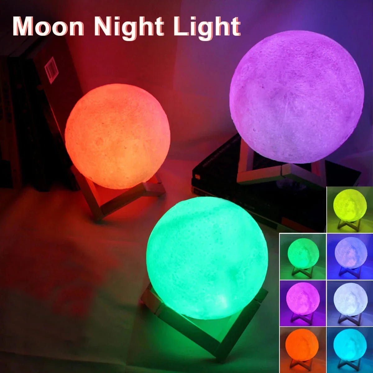 D5 Starry Moon Lamp 8Cm - LED Night Light with Stand, Perfect for Bedroom Decor and Gifts - Verduranest