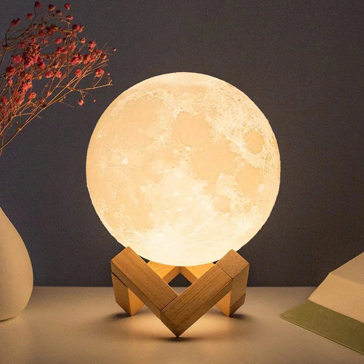 D5 Starry Moon Lamp 8Cm - LED Night Light with Stand, Perfect for Bedroom Decor and Gifts - Verduranest