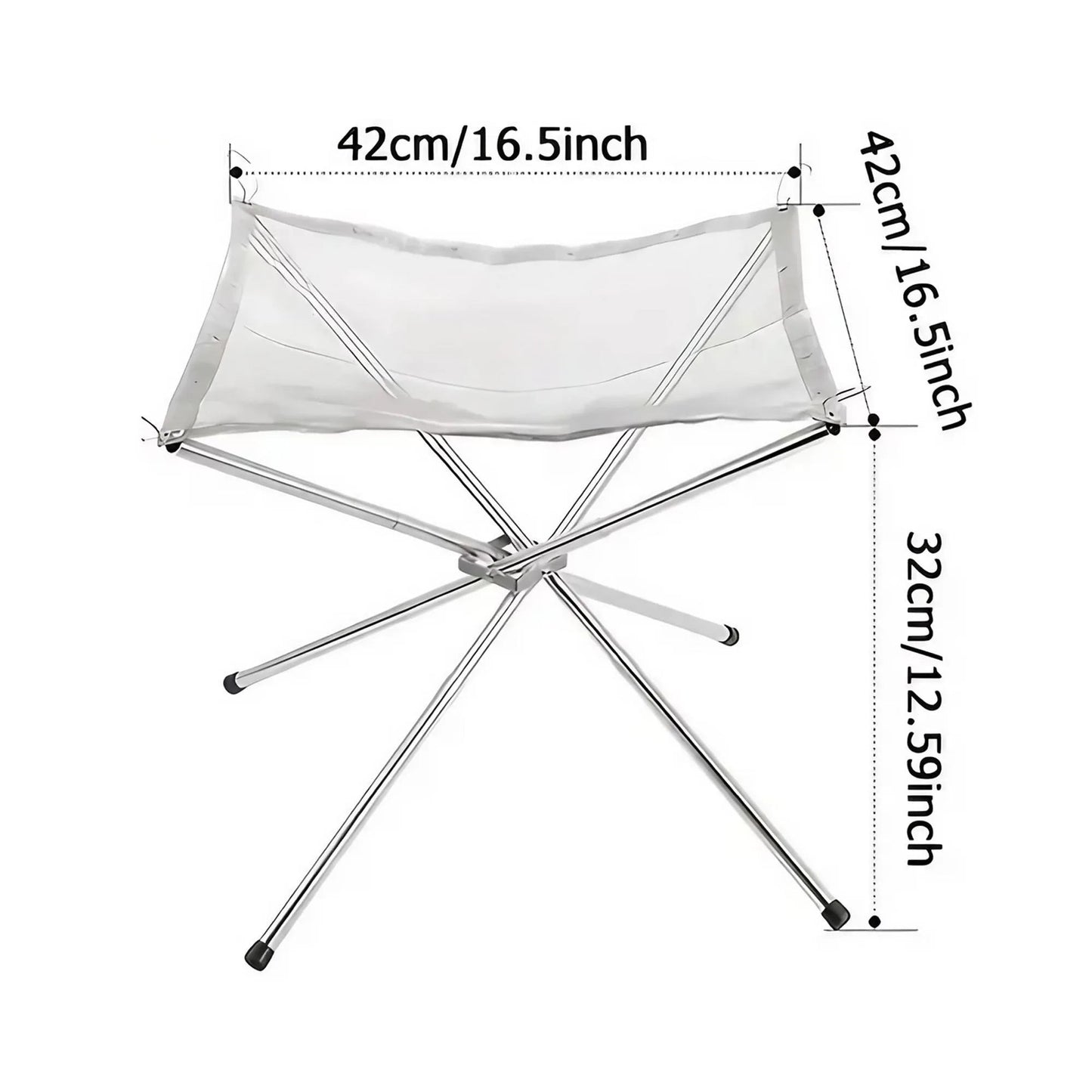 Folding Portable Steel Mesh Camping Fire Pit, Outdoor Wood Burning Bonfires Rack, Stainless Steel Fire Pit, with Carrying Bag - Verduranest