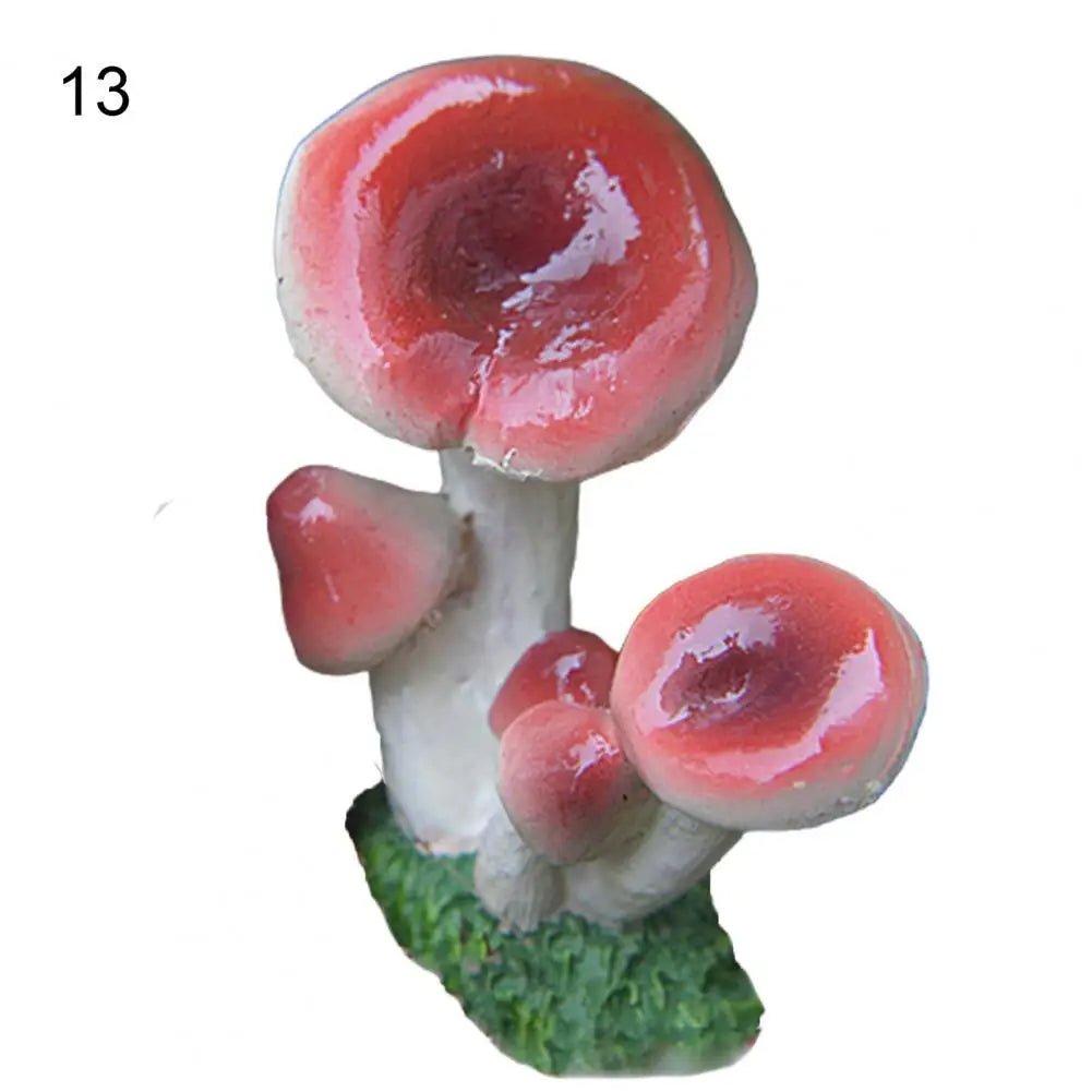 Good Garden Statue 13 Styles Garden Figurine Cute UV Resistant Lovely Mushroom Sculpture Garden Decor - Verduranest