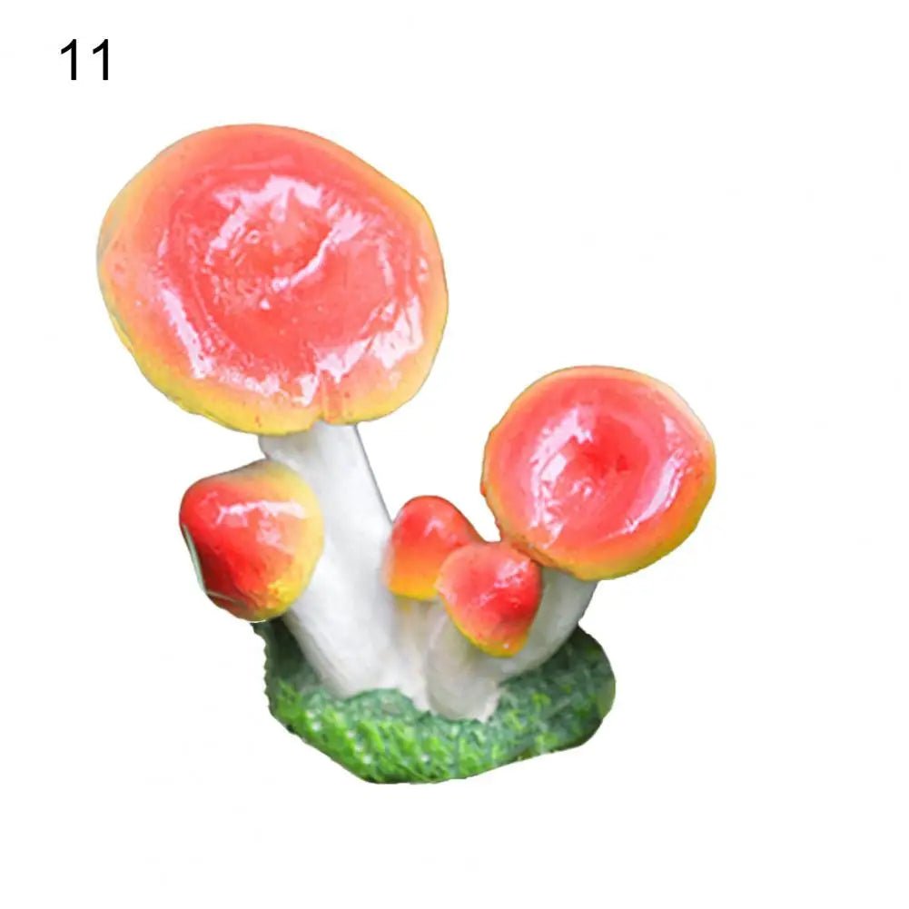 Good Garden Statue 13 Styles Garden Figurine Cute UV Resistant Lovely Mushroom Sculpture Garden Decor - Verduranest