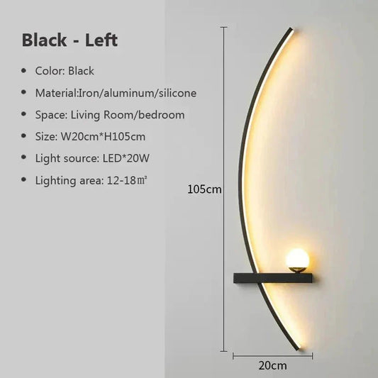 Modern LED Wall Lamp – Minimalist Art Design for Bedroom, Living Room, and Bathroom, Gold/Black - Verduranest