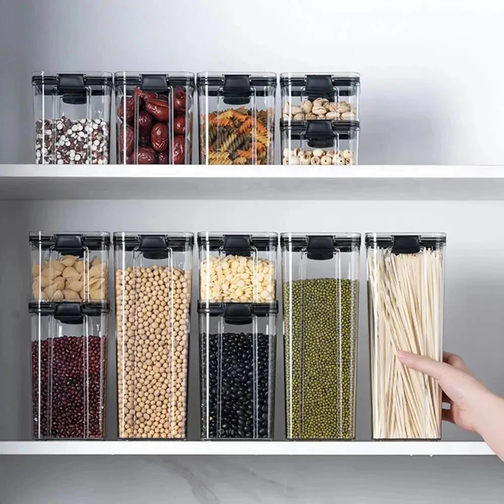 Multipurpose Food Storage Containers Set - Clear Jars with Lids for Cereal, Candy, and Dry Goods - Verduranest