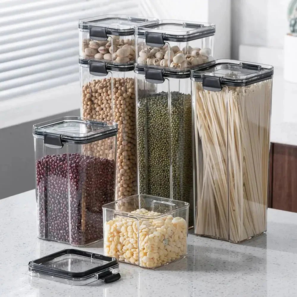 Multipurpose Food Storage Containers Set - Clear Jars with Lids for Cereal, Candy, and Dry Goods - Verduranest