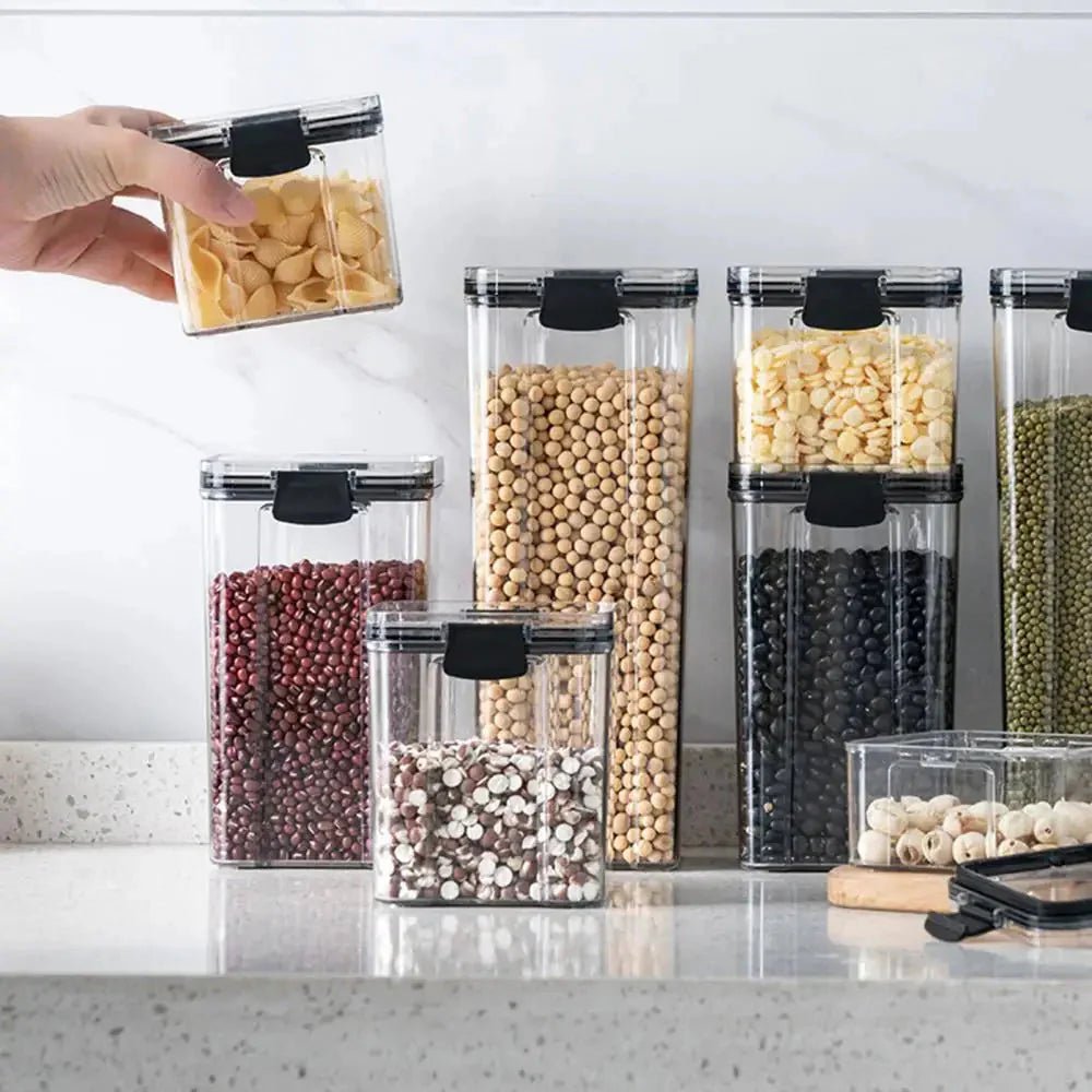 Multipurpose Food Storage Containers Set - Clear Jars with Lids for Cereal, Candy, and Dry Goods - Verduranest