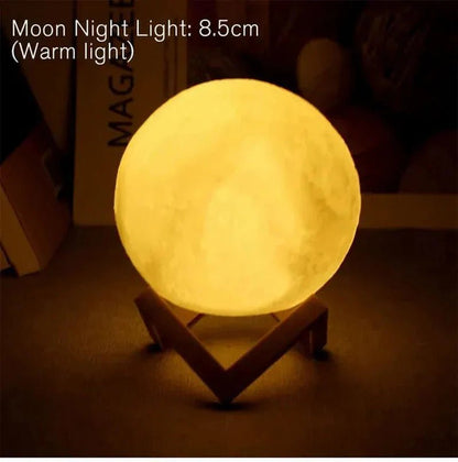 D5 Starry Moon Lamp 8Cm - LED Night Light with Stand, Perfect for Bedroom Decor and Gifts - Verduranest
