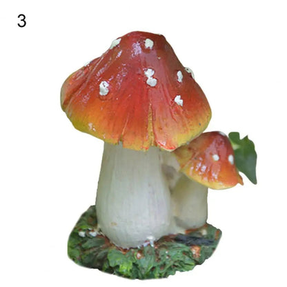 Good Garden Statue 13 Styles Garden Figurine Cute UV Resistant Lovely Mushroom Sculpture Garden Decor - Verduranest
