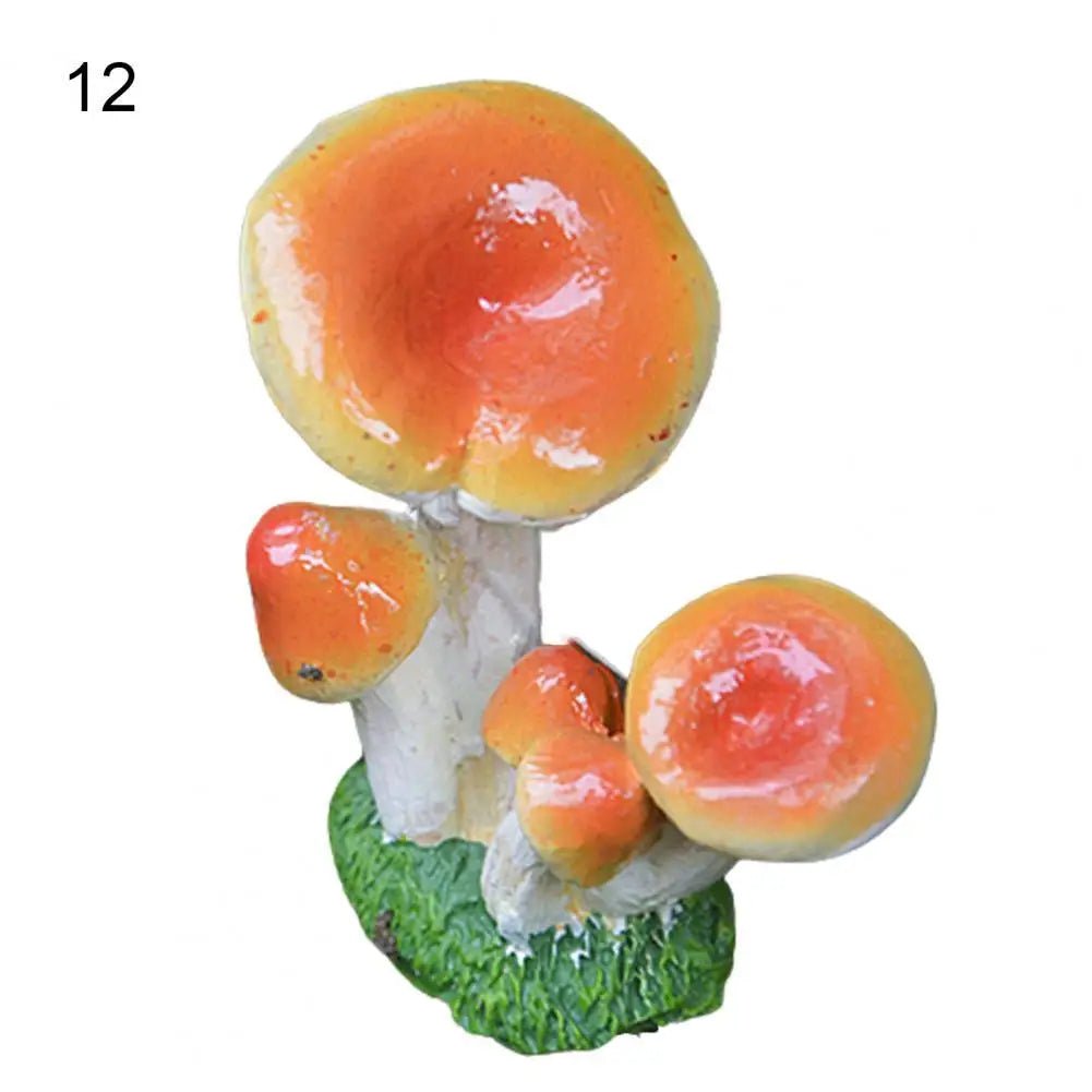 Good Garden Statue 13 Styles Garden Figurine Cute UV Resistant Lovely Mushroom Sculpture Garden Decor - Verduranest
