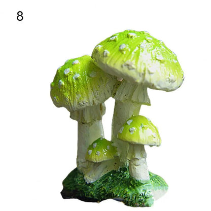 Good Garden Statue 13 Styles Garden Figurine Cute UV Resistant Lovely Mushroom Sculpture Garden Decor - Verduranest