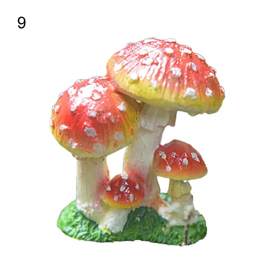 Good Garden Statue 13 Styles Garden Figurine Cute UV Resistant Lovely Mushroom Sculpture Garden Decor - Verduranest