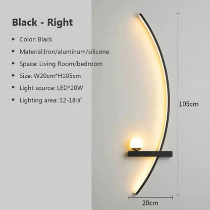 Modern LED Wall Lamp – Minimalist Art Design for Bedroom, Living Room, and Bathroom, Gold/Black - Verduranest