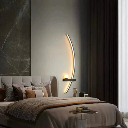 Modern LED Wall Lamp – Minimalist Art Design for Bedroom, Living Room, and Bathroom, Gold/Black - Verduranest