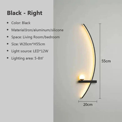 Modern LED Wall Lamp – Minimalist Art Design for Bedroom, Living Room, and Bathroom, Gold/Black - Verduranest