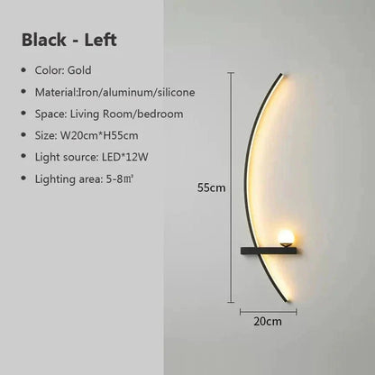 Modern LED Wall Lamp – Minimalist Art Design for Bedroom, Living Room, and Bathroom, Gold/Black - Verduranest